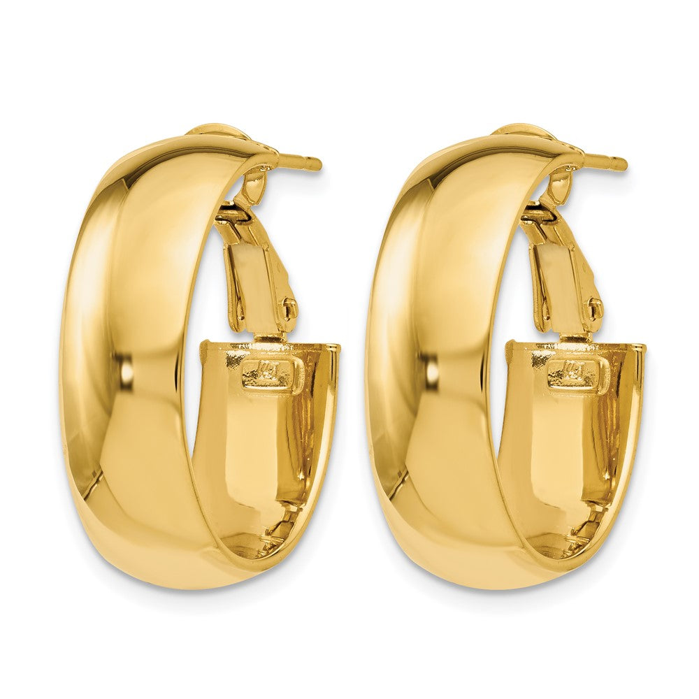 10K Yellow Gold Polished Omega Back Hoop Earrings