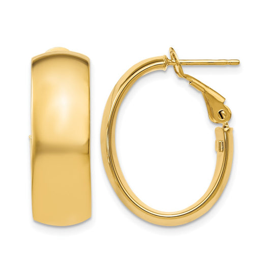 10K Yellow Gold Polished Omega Back Hoop Earrings