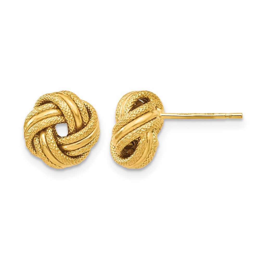 10K Yellow Gold Knot Polished D/C Post Earrings