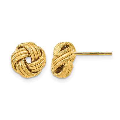 10K Yellow Gold Knot Polished D/C Post Earrings