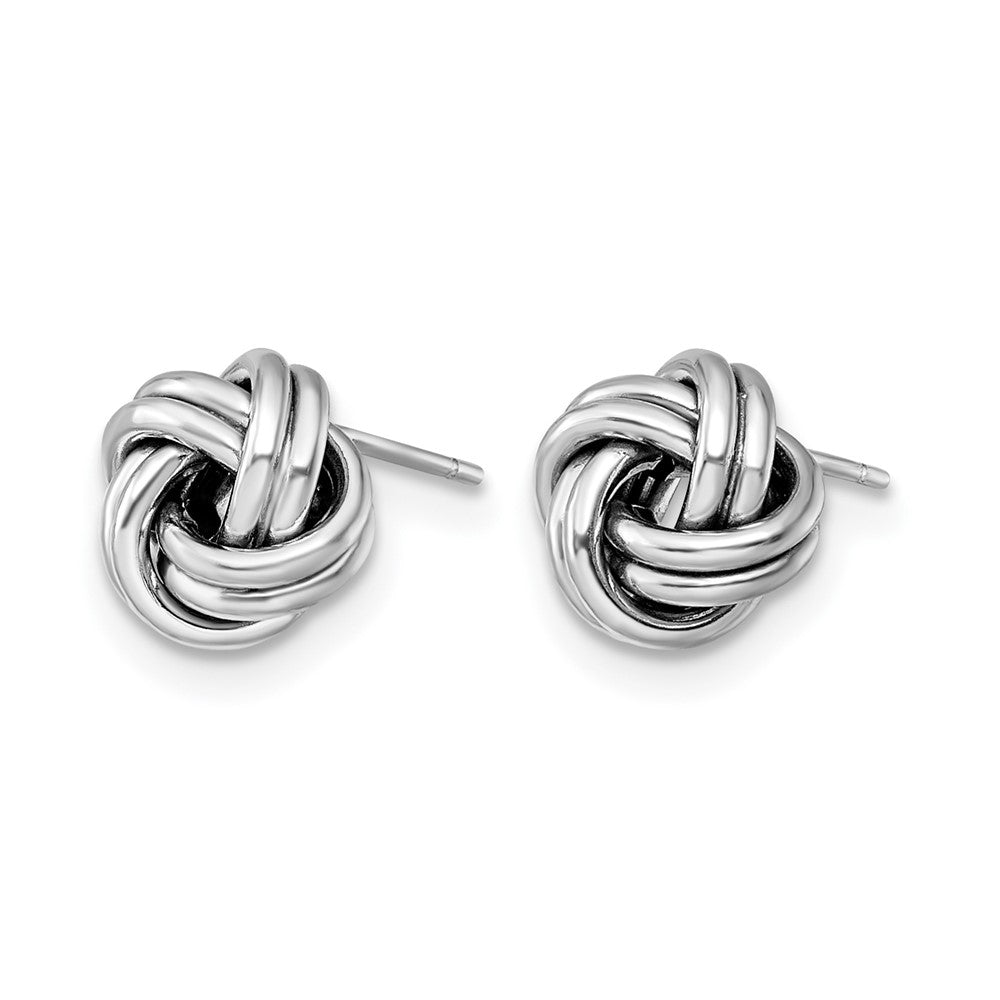 10K Yellow Rhodium White Polished Love Knot Post Earrings