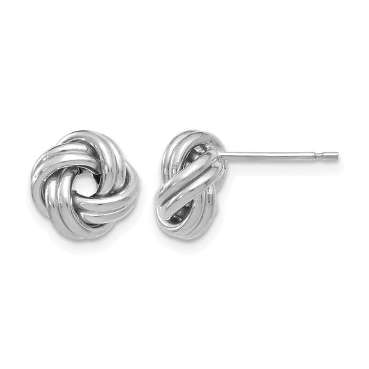 10K Yellow Rhodium White Polished Love Knot Post Earrings