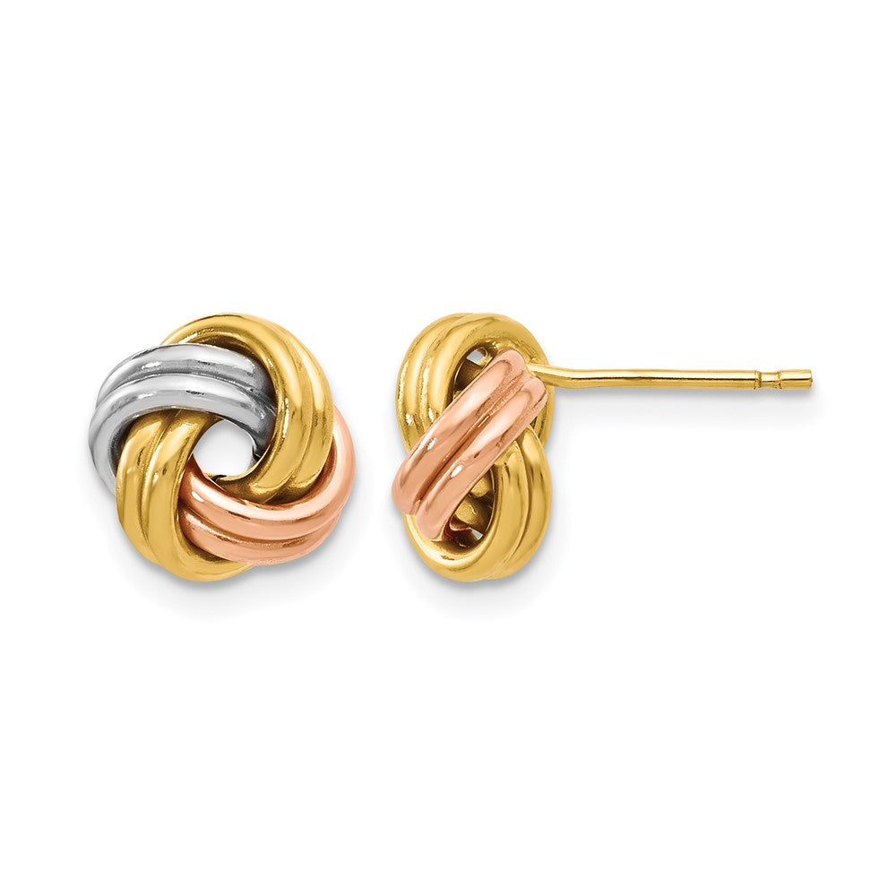 10K Yellow Rhodium Wht Rh And Rose Gp Polished Love Knot Post Earrings