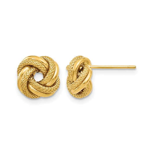 10K Yellow Gold Polished D/C Love Knot Post Earrings