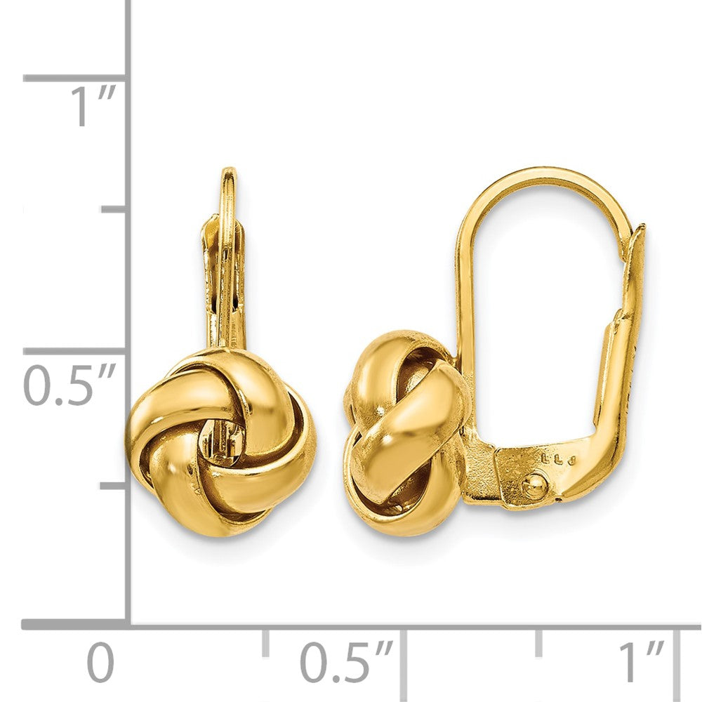 10K Yellow Gold Polished Love Knot Leverback Earrings