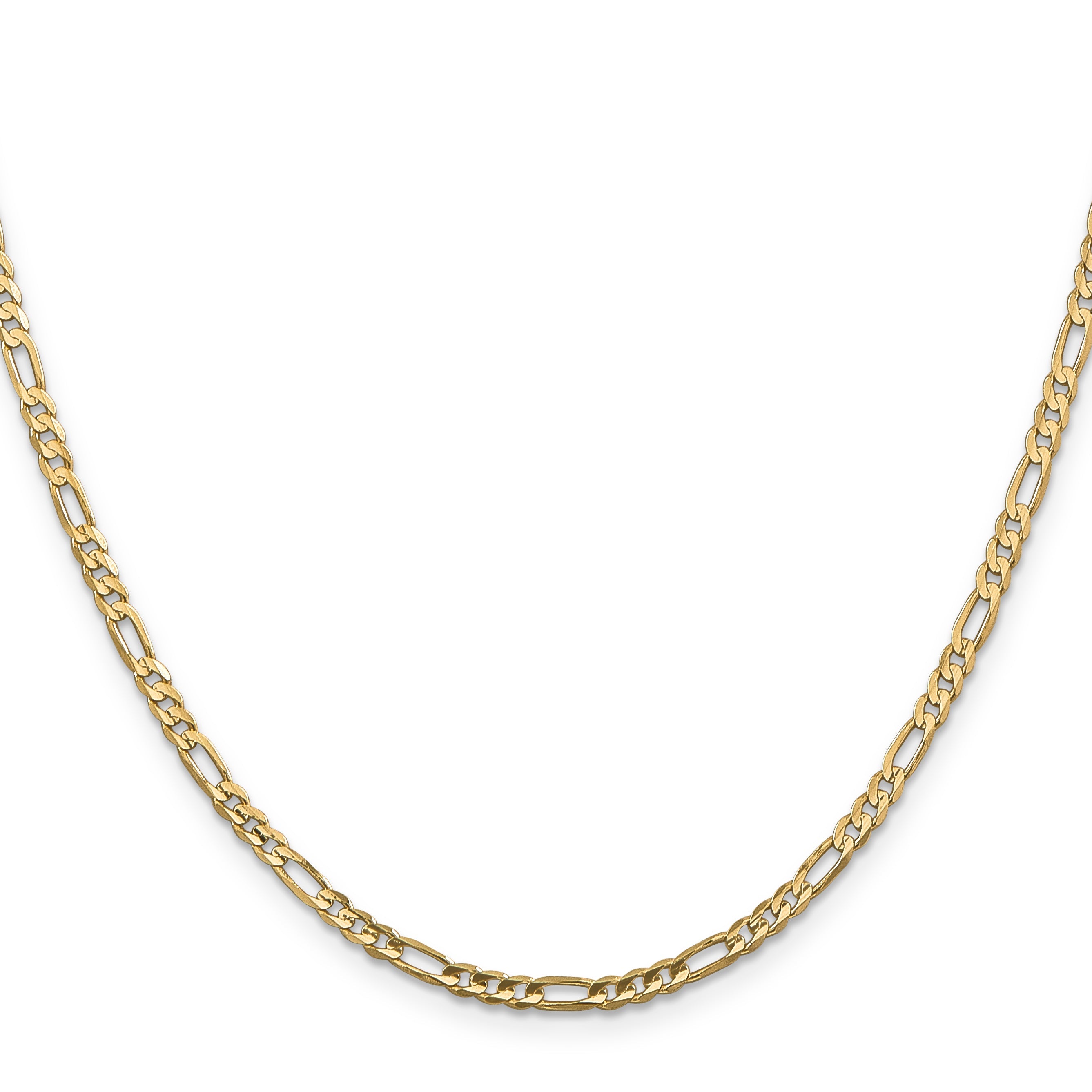 2 Inch 10K Yellow Gold 3mm Concave Figaro Chain Necklace