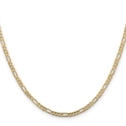 16 Inch 10K Yellow Gold 3mm Concave Figaro Chain Necklace