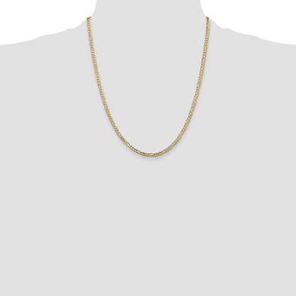 22 Inch 10K Yellow Gold 3mm Concave Figaro Chain Necklace