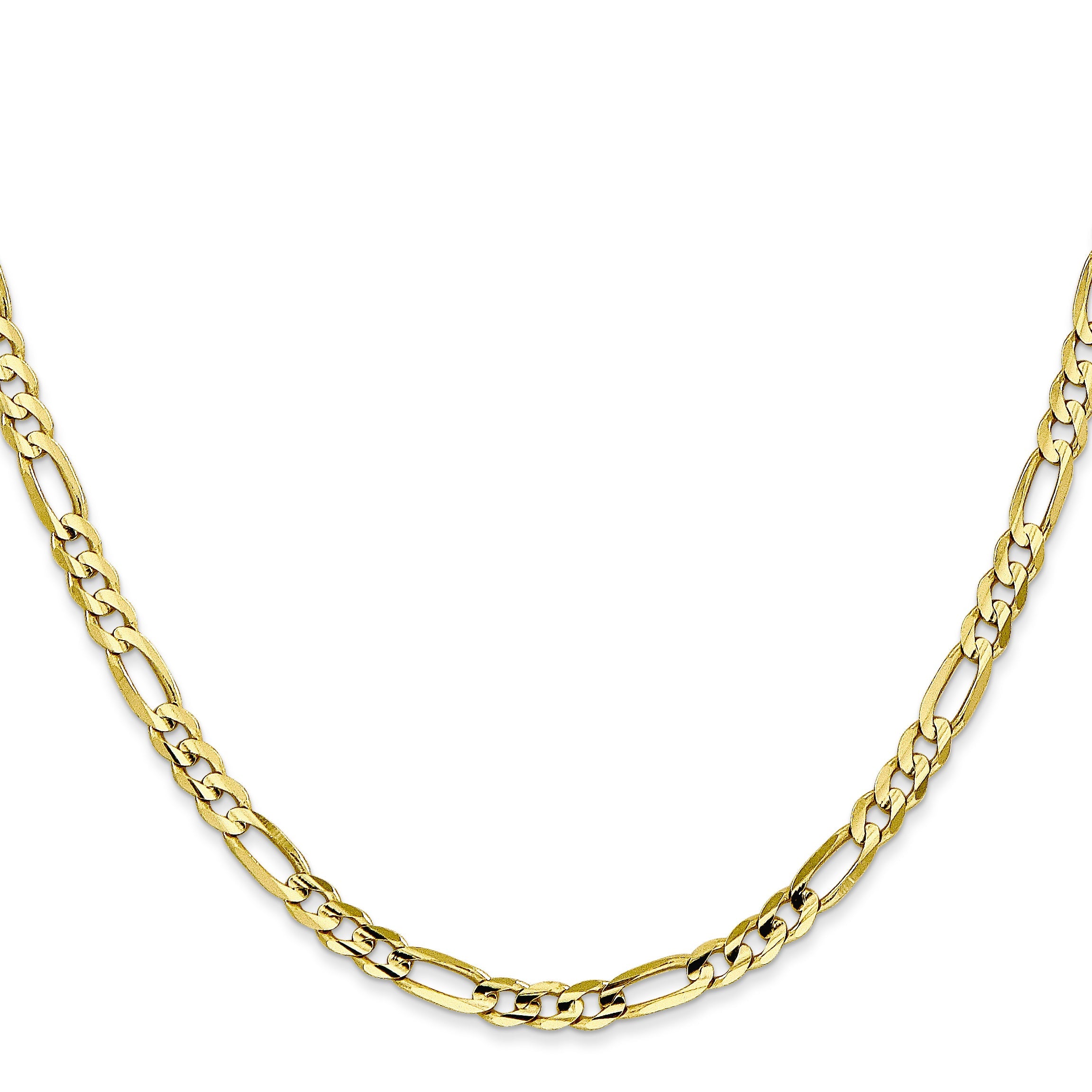 20 Inch 10K 4mm Concave Open Figaro Chain Necklace