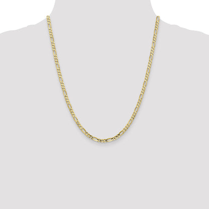 22 Inch 10K 4mm Concave Open Figaro Chain Necklace