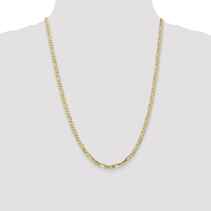24 Inch 10K 4mm Concave Open Figaro Chain Necklace
