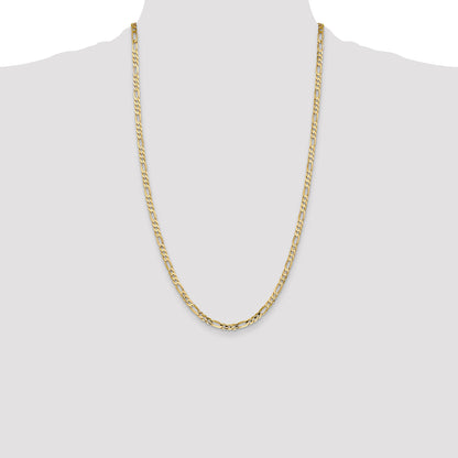 26 Inch 10K 4mm Concave Open Figaro Chain Necklace