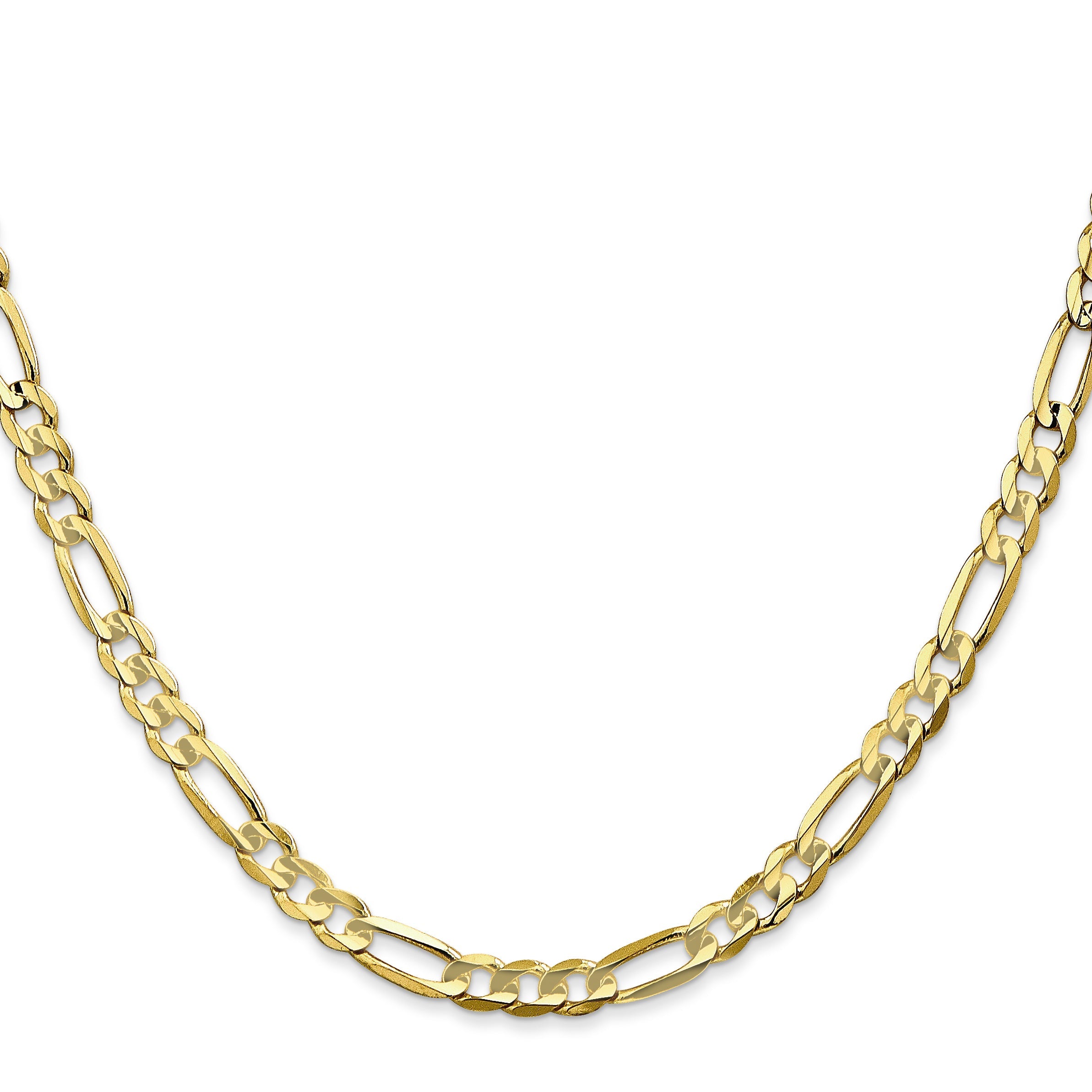 18 Inch 10K 4.5mm Concave Open Figaro Chain Necklace