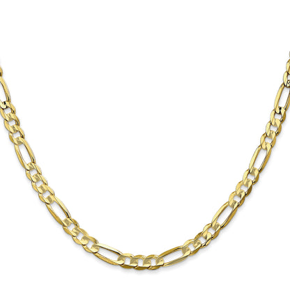 22 Inch 10K 4.5mm Concave Open Figaro Chain Necklace