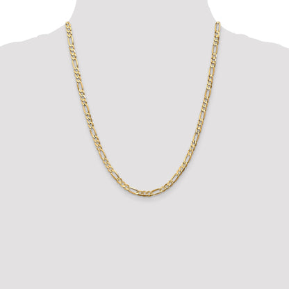 22 Inch 10K 4.5mm Concave Open Figaro Chain Necklace