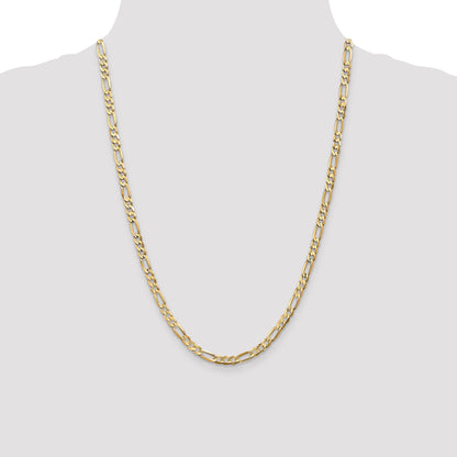 24 Inch 10K 4.5mm Concave Open Figaro Chain Necklace