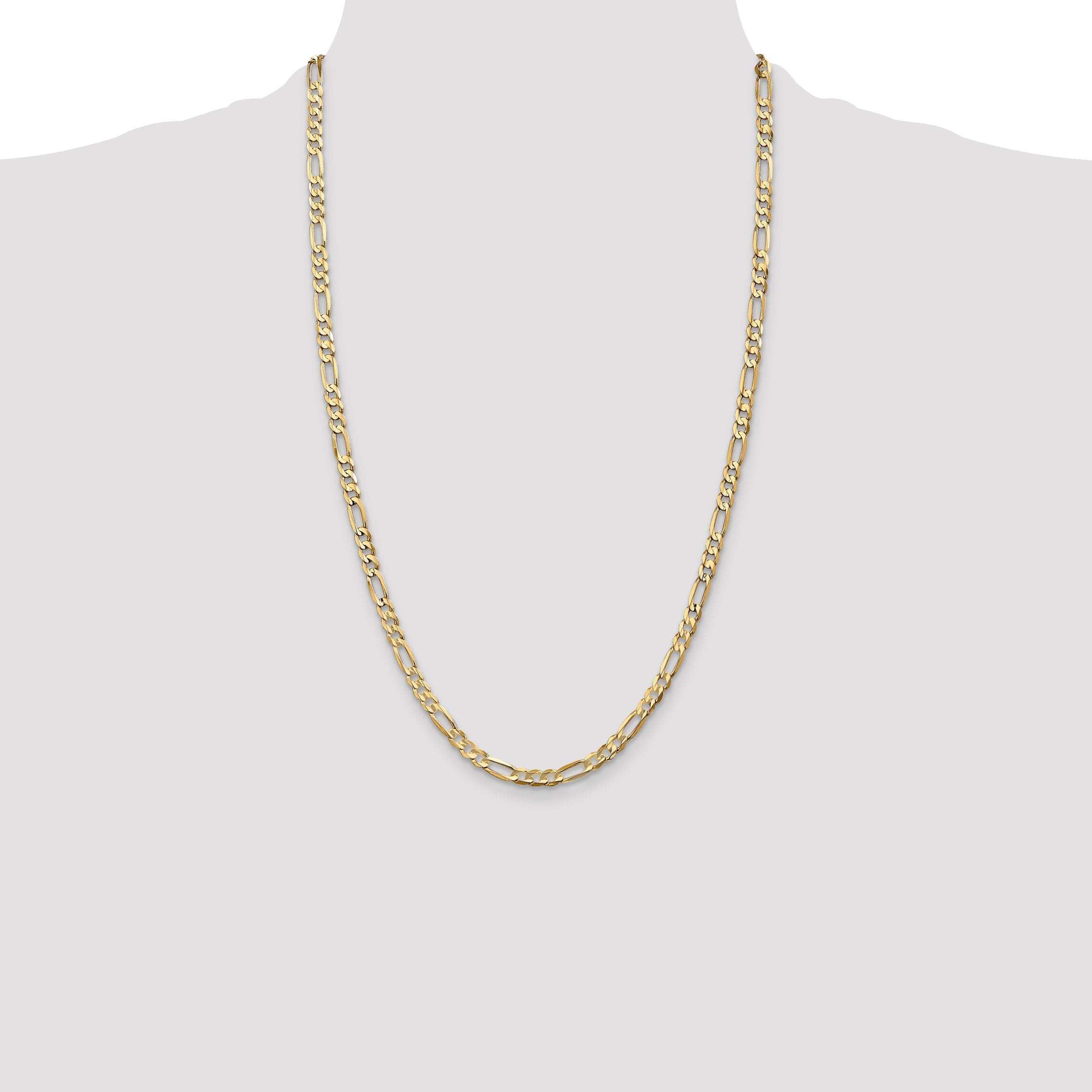 26 Inch 10K 4.5mm Concave Open Figaro Chain Necklace