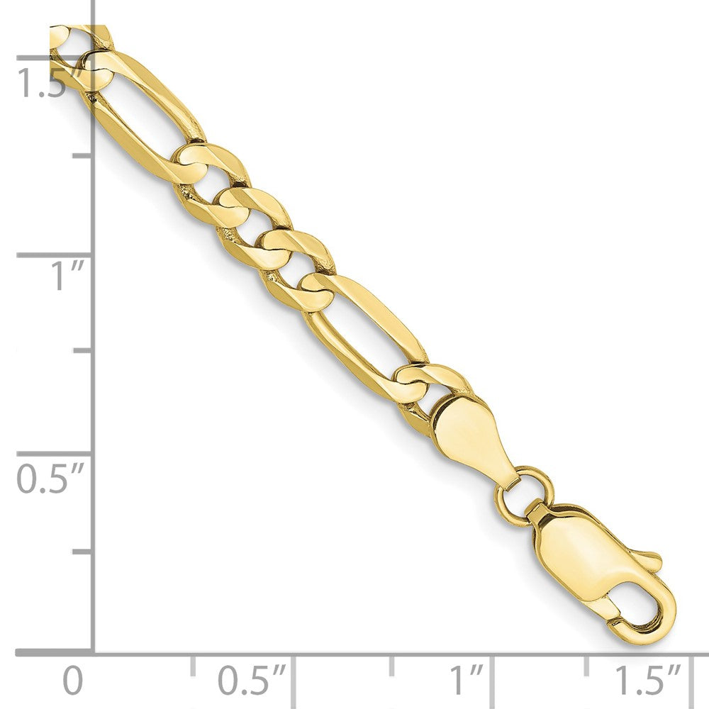 7 Inch 10K 4.5mm Concave Open Figaro Chain Bracelet