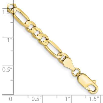 7 Inch 10K 4.5mm Concave Open Figaro Chain Bracelet