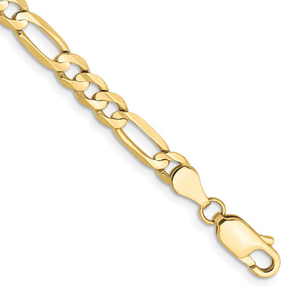 7 Inch 10K 4.5mm Concave Open Figaro Chain Bracelet