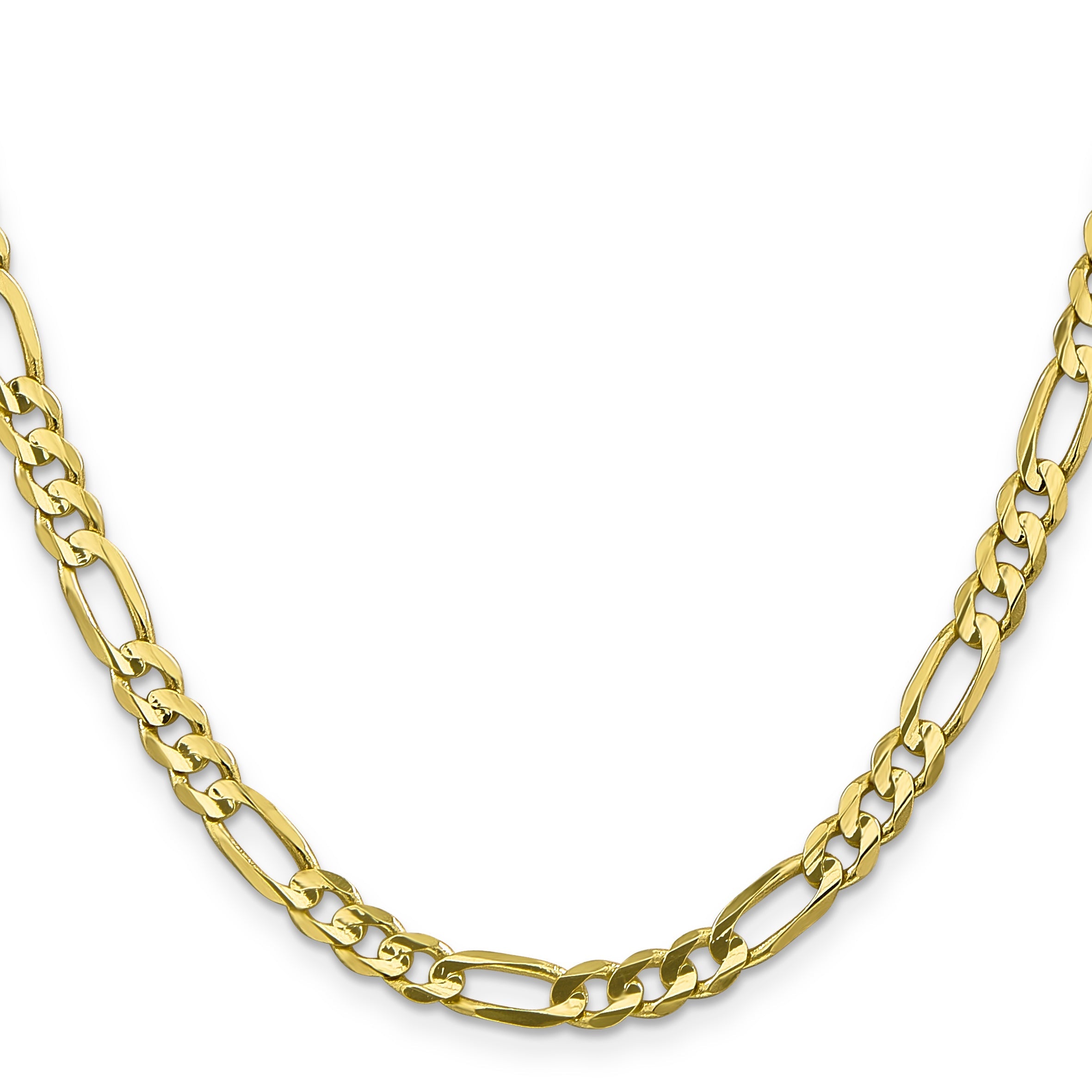 24 Inch 10K 5.5mm Concave Open Figaro Chain Necklace