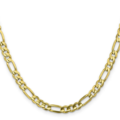 24 Inch 10K 5.5mm Concave Open Figaro Chain Necklace