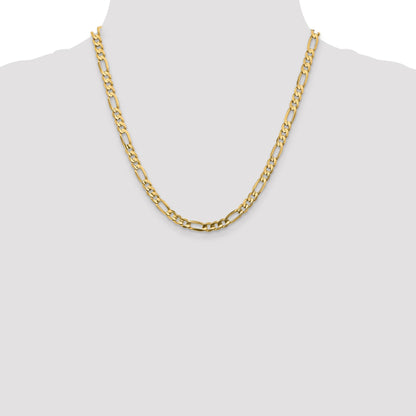 20 Inch 10K 5.5mm Concave Open Figaro Chain Necklace