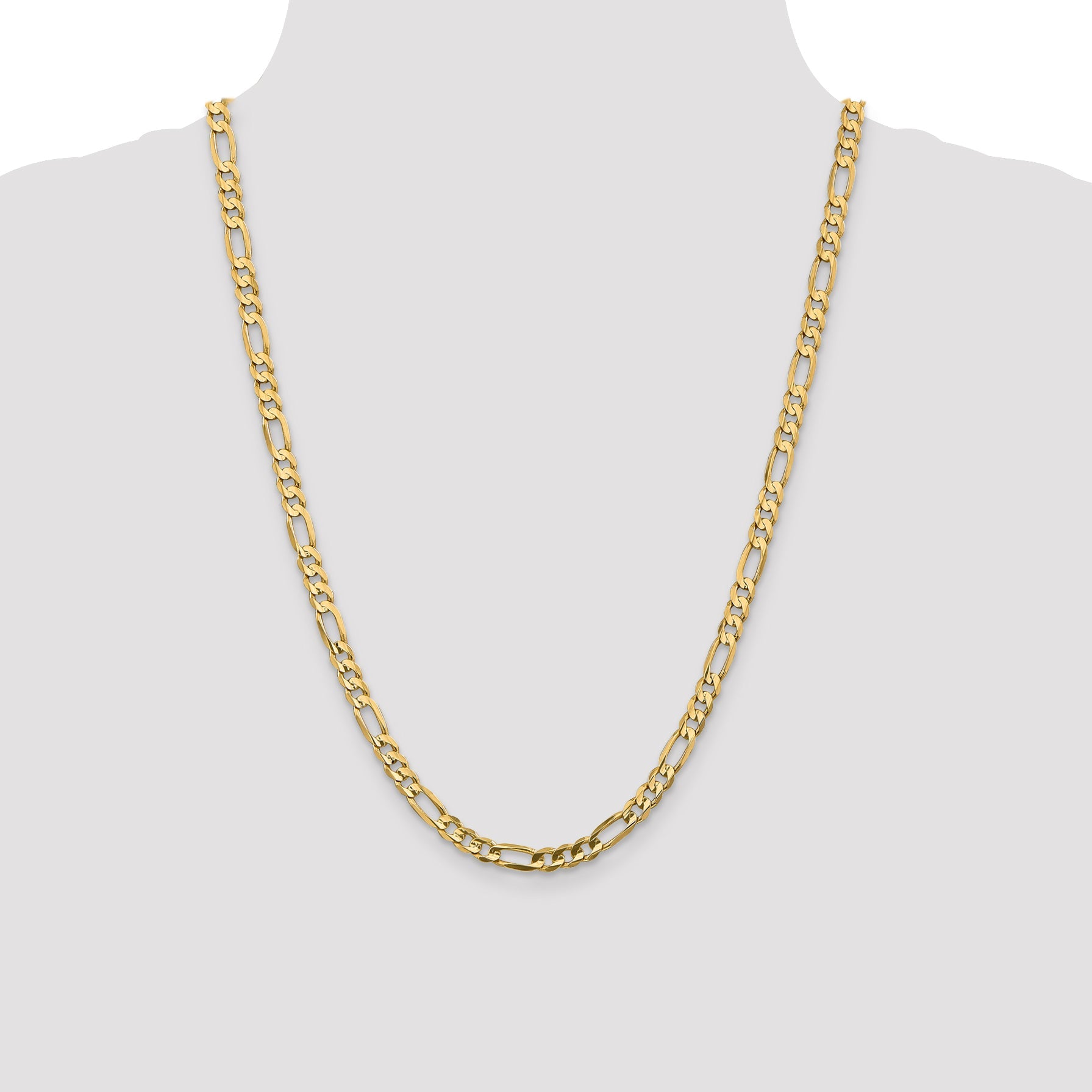 24 Inch 10K 5.5mm Concave Open Figaro Chain Necklace