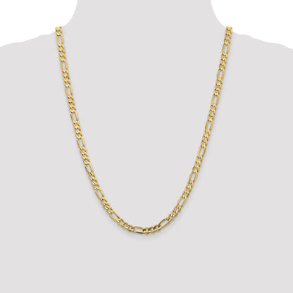 24 Inch 10K 5.5mm Concave Open Figaro Chain Necklace