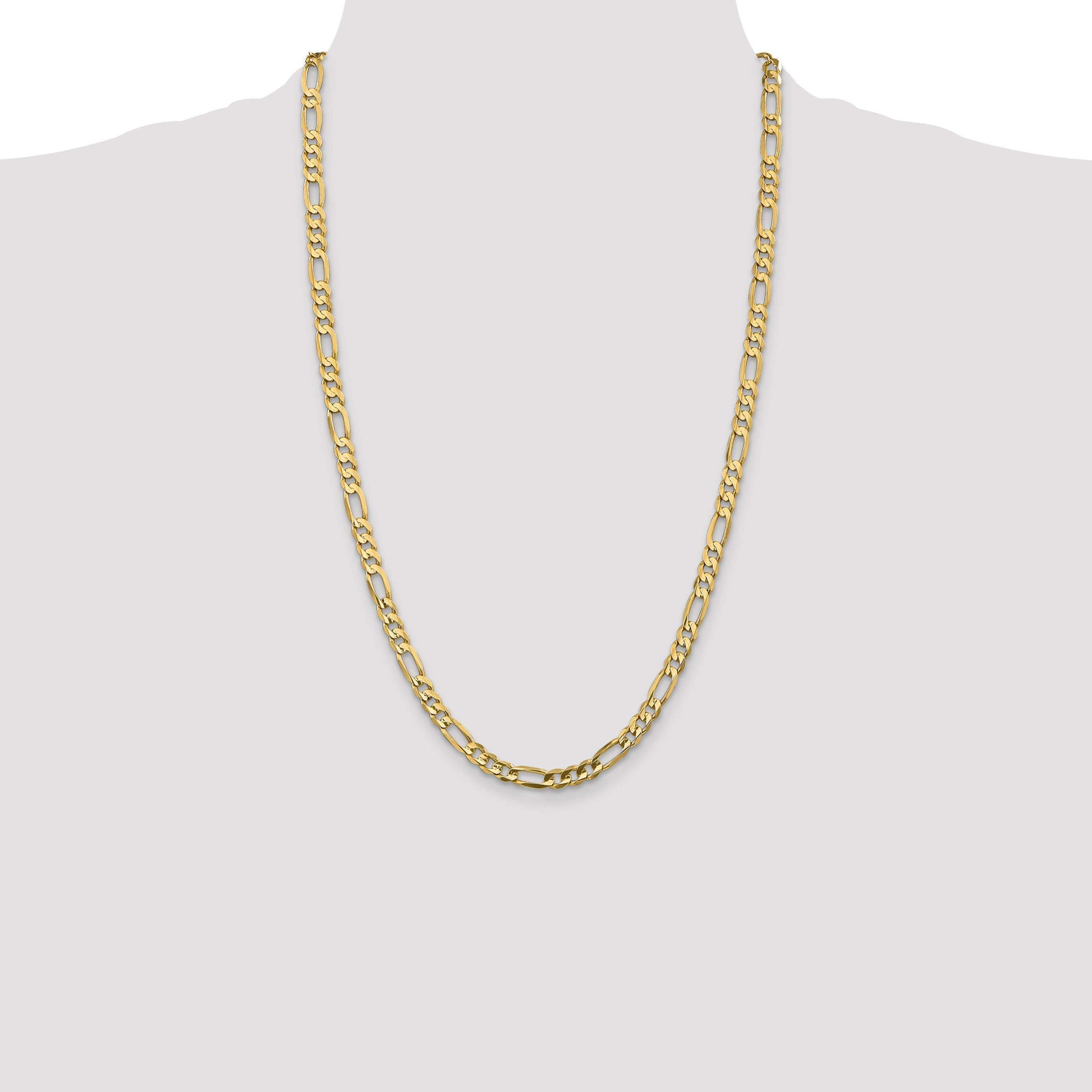 26 Inch 10K 5.5mm Concave Open Figaro Chain Necklace