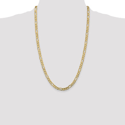 26 Inch 10K 5.5mm Concave Open Figaro Chain Necklace