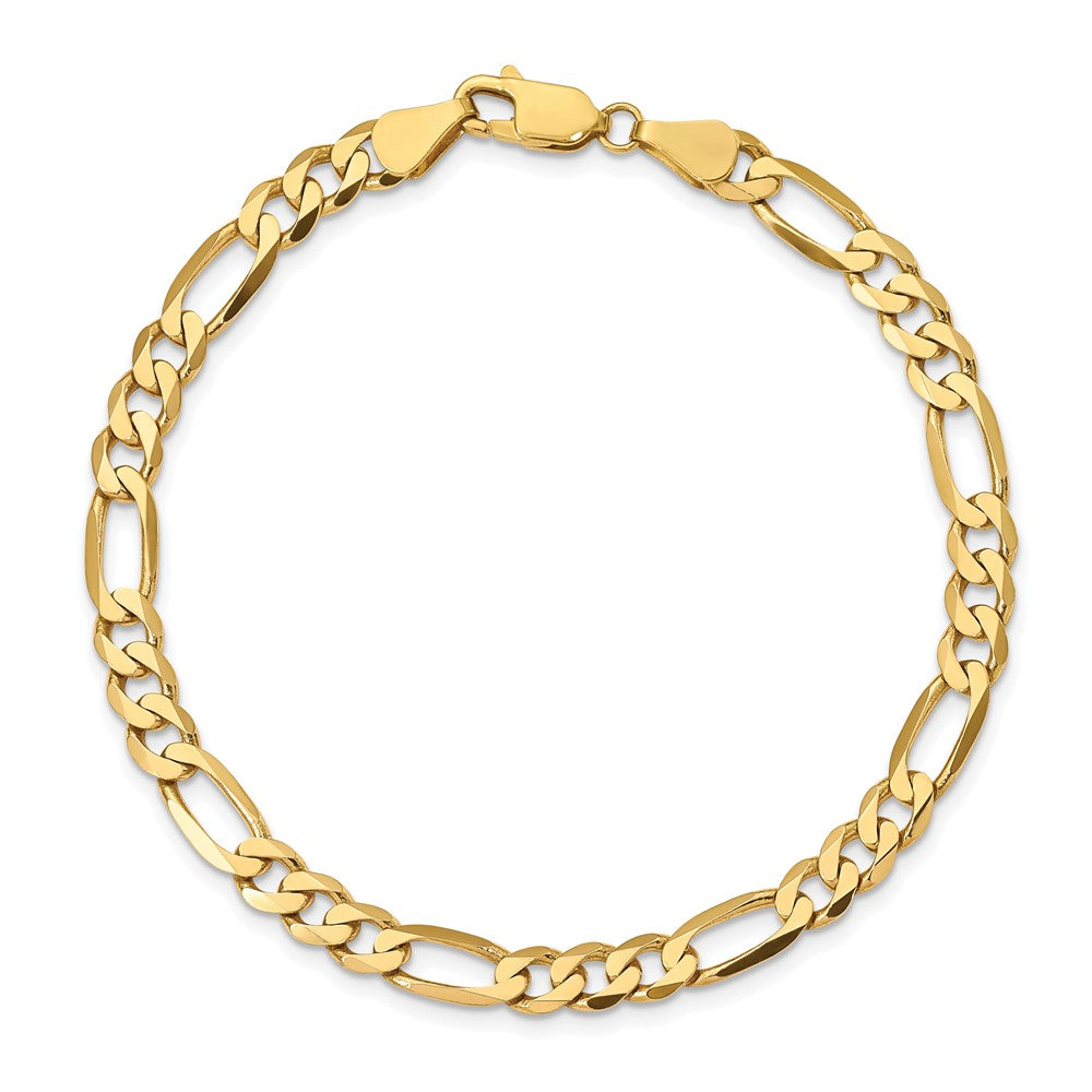 9 Inch 10K 5.5mm Concave Open Figaro Chain Bracelet