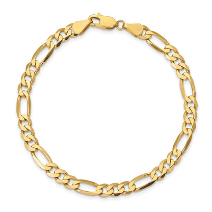 9 Inch 10K 5.5mm Concave Open Figaro Chain Bracelet