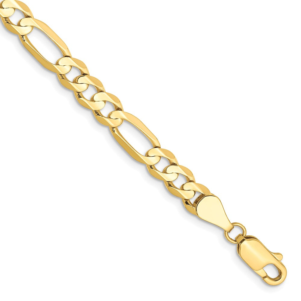 7 Inch 10K 5.5mm Concave Open Figaro Chain Bracelet