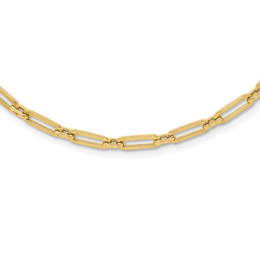 10K Yellow Gold Polished Flat Oval Link Necklace