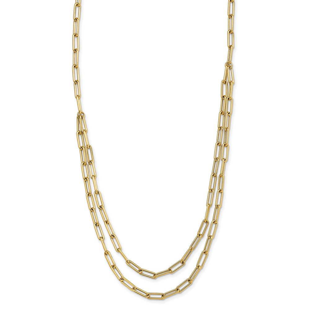 10K Yellow Gold Polished Double Layer Link Necklace