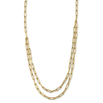 10K Yellow Gold Polished Double Layer Link Necklace