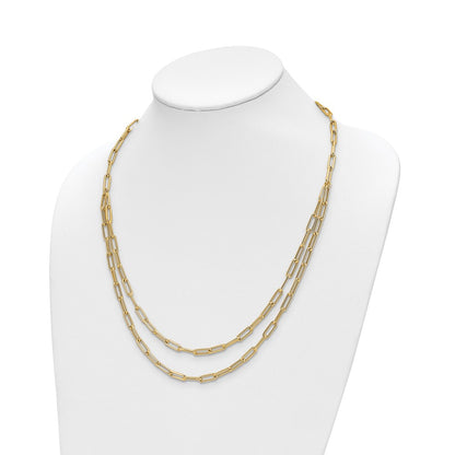 10K Yellow Gold Polished Double Layer Link Necklace