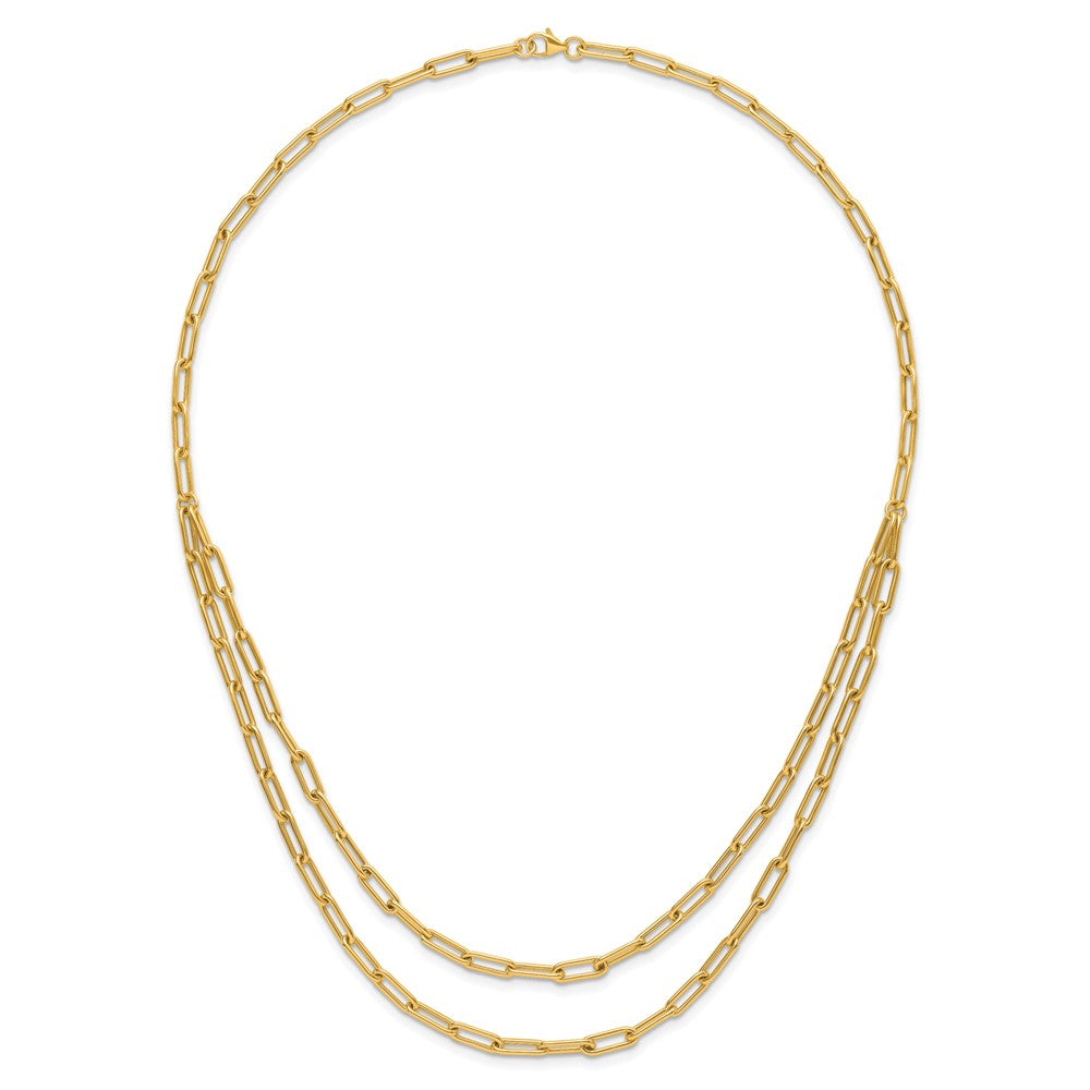 10K Yellow Gold Polished Double Layer Link Necklace
