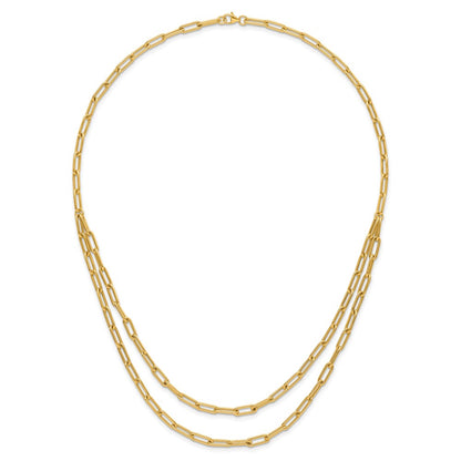 10K Yellow Gold Polished Double Layer Link Necklace