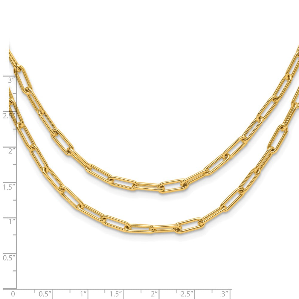 10K Yellow Gold Polished Double Layer Link Necklace