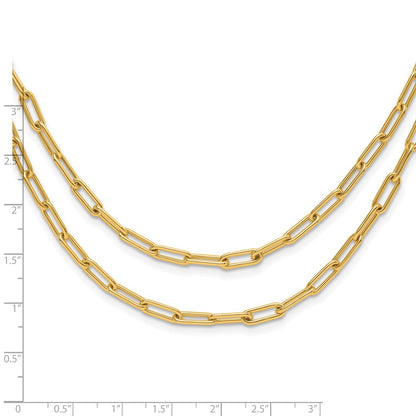 10K Yellow Gold Polished Double Layer Link Necklace
