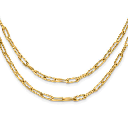 10K Yellow Gold Polished Double Layer Link Necklace