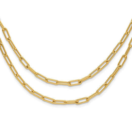 10K Yellow Gold Polished Double Layer Link Necklace