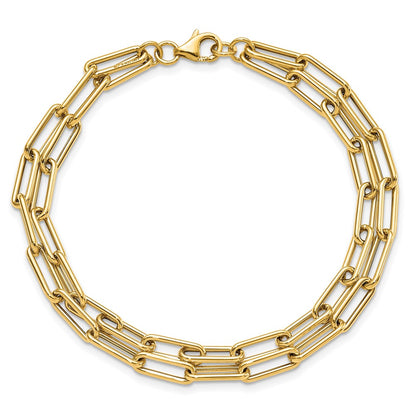 10K Yellow Gold Polished Double Layer Link Bracelet