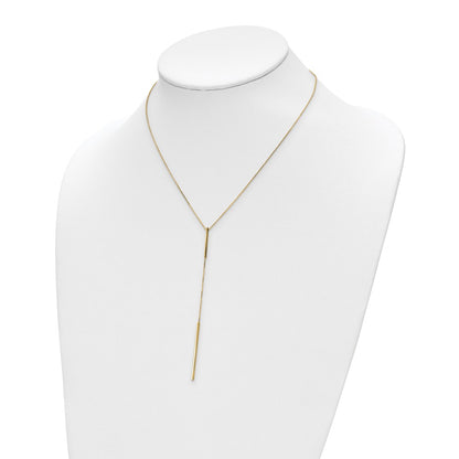 10K Yellow Gold Polished Y Drop Bar W/ 1In Ext. Necklace