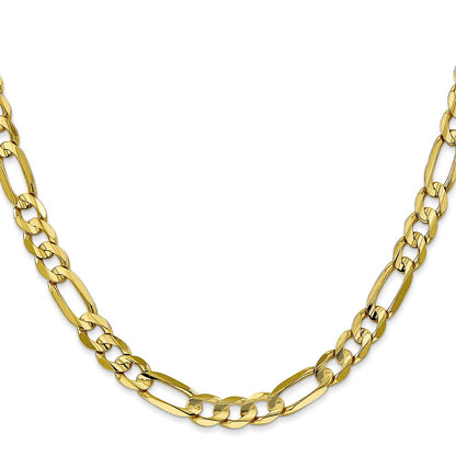 20 Inch 10K 6mm Concave Open Figaro Chain Necklace