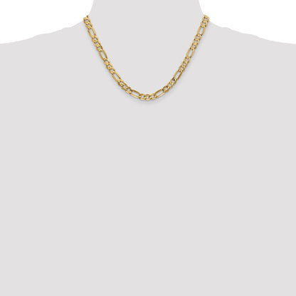18 Inch 10K 6mm Concave Open Figaro Chain Necklace