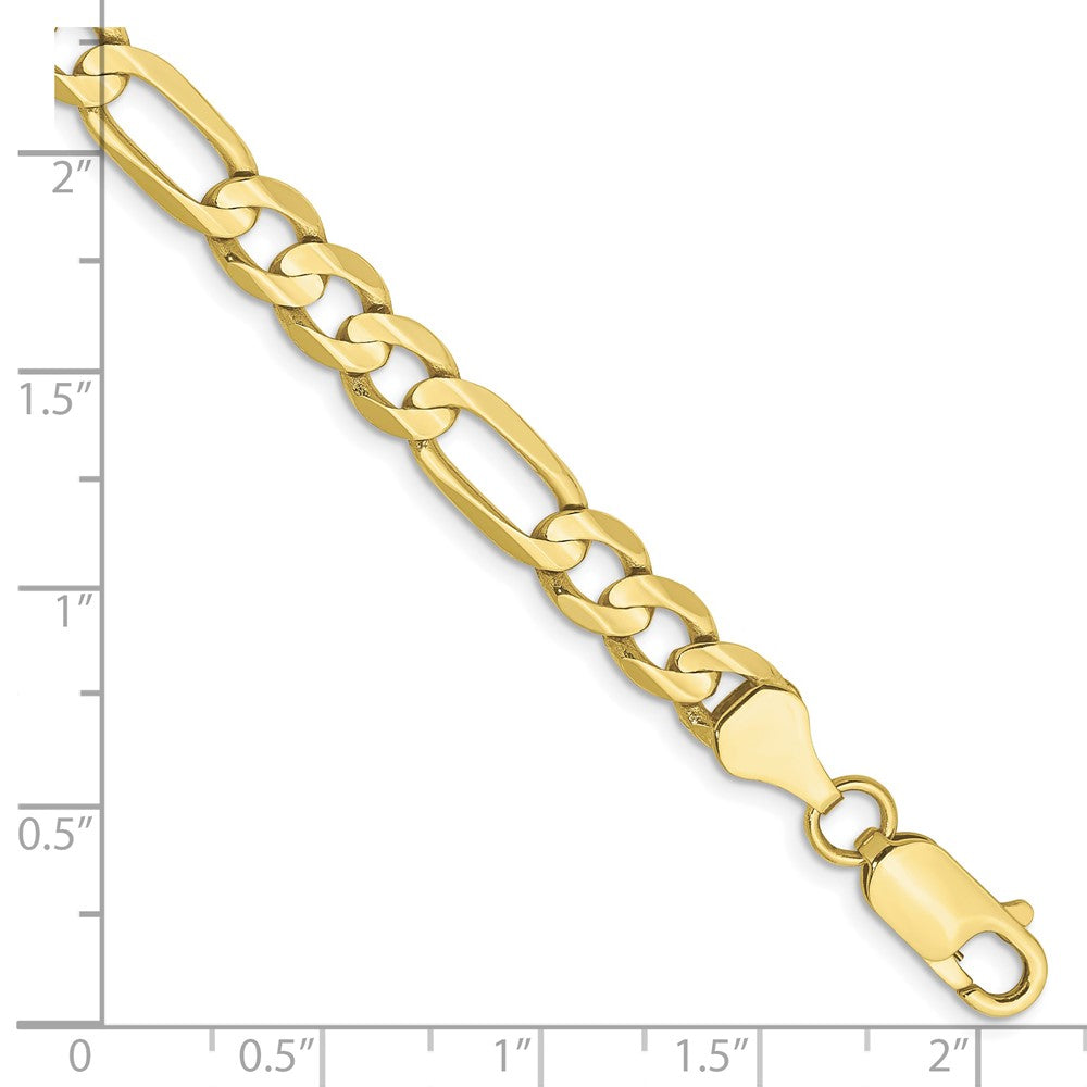 7 Inch 10K 6mm Concave Open Figaro Chain Bracelet