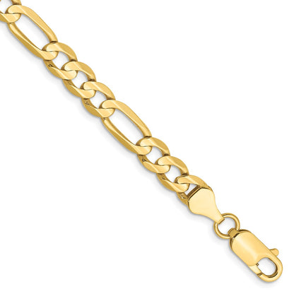 9 Inch 10K Yellow Gold 6mm Concave Open Figaro Chain Bracelet